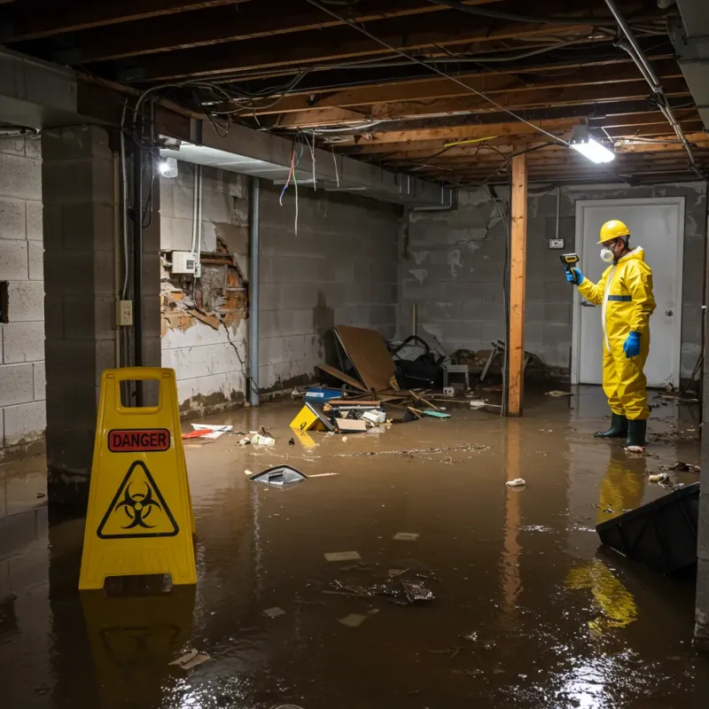 Flooded Basement Electrical Hazard in Saint Pauls, NC Property